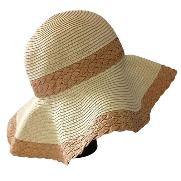 JHats Woven Raffia Floppy Hat Sun Wide Brim Bucket Beige Tan Beach Gardening - Picture 8 of 16